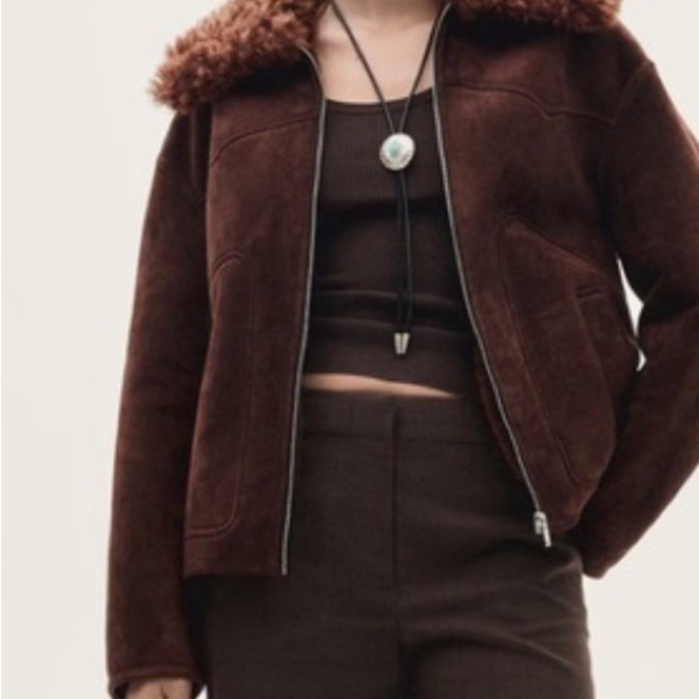 Brown Faux Fur Collar Jacket